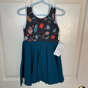 Malia And Kai Black And Teal Magical Fall Tank Twirl Dress Size 3 NWT
